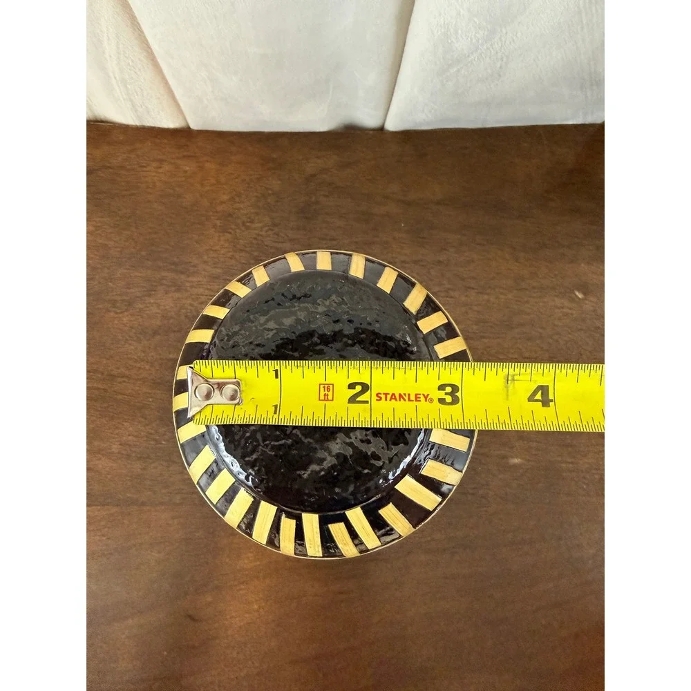 VTG‎ Black and Seagrass Bamboo Geometric Pattern Stoneware 6
